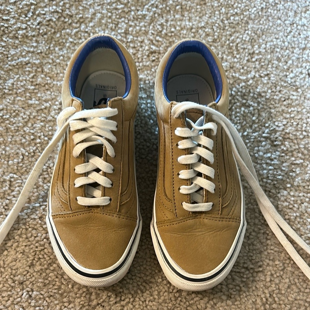 Vans Tan and Blue Sneakers Classic Canvas Slip-On